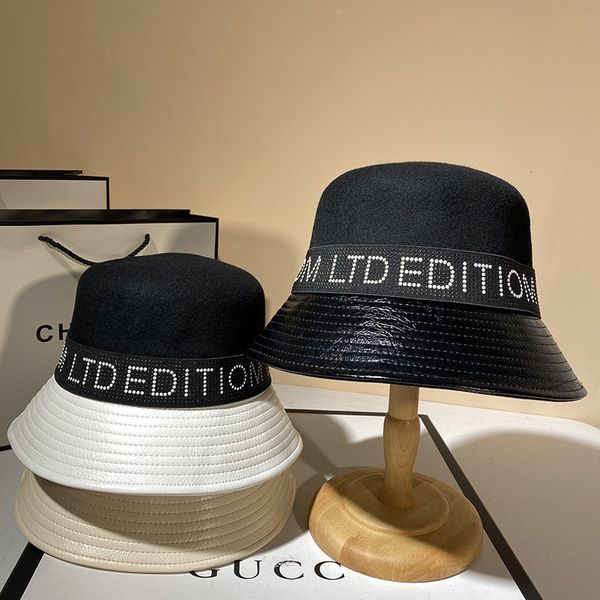 

net red same pu brim woolen female autumn and winter dome british style celebrity basin fisherman's hat, Yellow