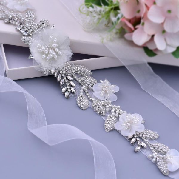 

wedding sashes amorarsi s13 flowers multi-color belt rhinestones bridal dress accessories woman's fashion evening dresses sash, White
