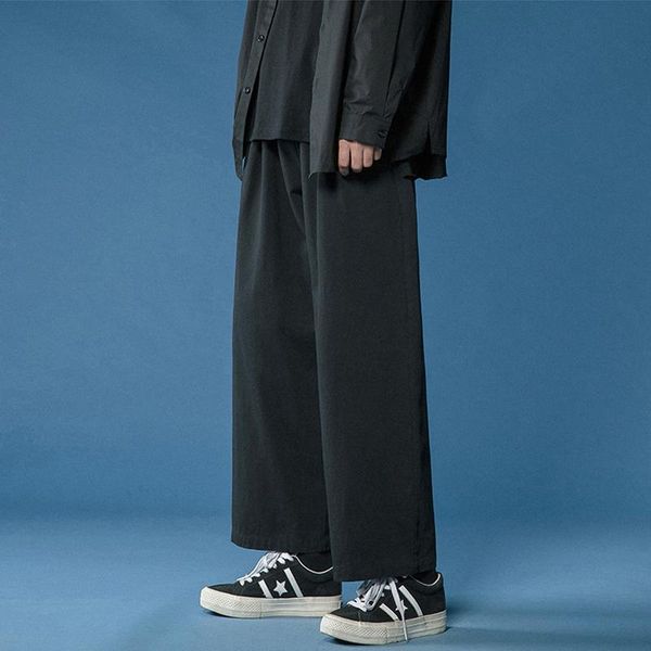 

women's pants & capris legible 2021 women pant casual cotton wide leg retro ankle length elastic waist loose trousers female, Black;white