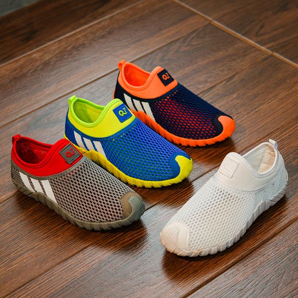 

summer running shoes kids boys mesh breathable children sneakers child cutout trainers soft girls shoes walking chaussure enfant, Black;red