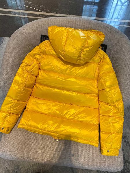 

branded designer mens maya down jacket parkas monler winter warm italy italian boy hooded letter black yellow silver cute zipper outwear