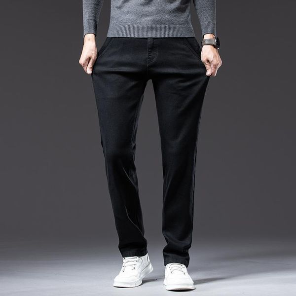 

men's jeans 2021 autumn classic style black straight-leg stretch anti-theft zipper pocket denim pants male brand trousers, Blue