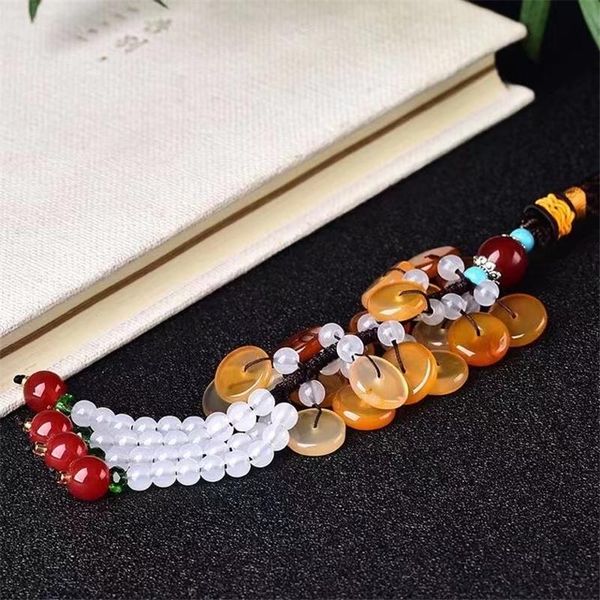 

beaded, strands natural crystal agate peace for life car pendant ornament stone ornaments, Black
