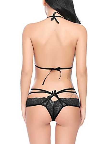 

set lingerie lace babydoll 2 piece bra and panty underwear nice gift for boy friend, Black;white