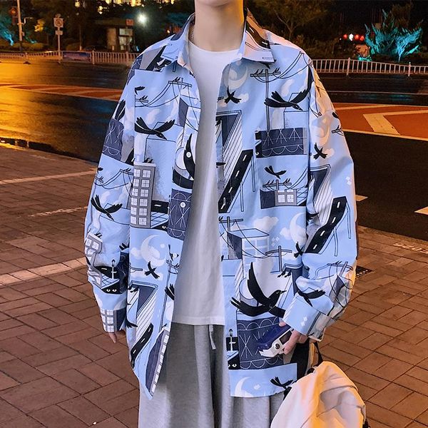 

men's t-shirts 2021 autumn hong kong style large size long-sleeved handsome shirt loose jacket fashion trend, White;black