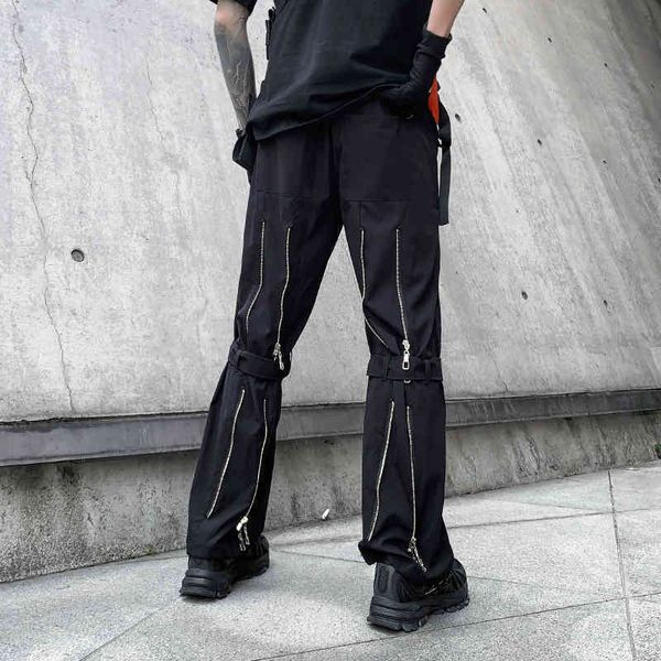 

men's pants men cargo black zipper block multi-pocket harem joggers harajuku sweatpant hip hop casual male trousers cpe5
