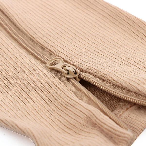 

sports socks fitness prevent varicose veins plastic type slim leg zipper 2 color pain relief 1pair burn fat soccer basketball, Black