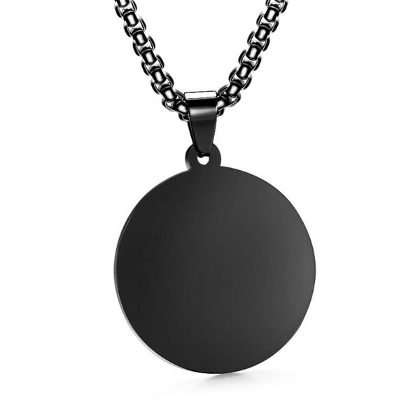 

pendant necklaces non-fading stainless steel military 316l light plate round tag dog necklace, Silver