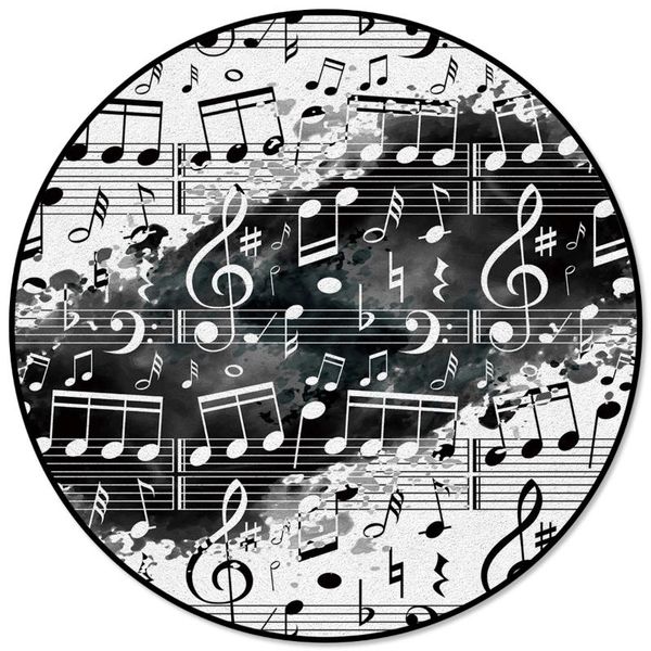 

carpets creative rugs children rooms note music black white watercolor splash pattern round carpet rug for home living room bedroom