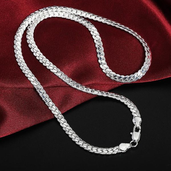 

chains 925 sterling silver 5mm fine sideways necklace 20inch 50cm chain for woman men fashion wedding engagement jewelry