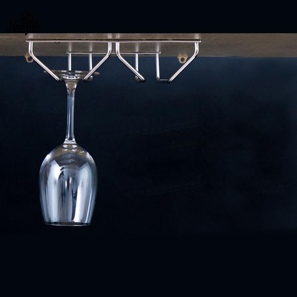

ice buckets and coolers stainless steel wine glass holder hanging drinking glasses stemware rack under cabinet storage double row shelf bar