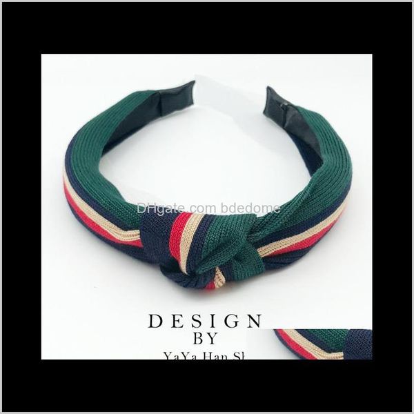 

headbands jewelry drop delivery 2021 fashion striped hairband headband for women cloth wide edge band european and american college style pr, Silver