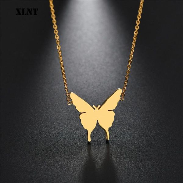 

pendant necklaces xlnt butterfly necklace for women female jewelry gift stainless steel chain girl, Silver