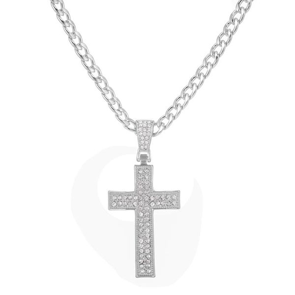

pendant necklaces 2021 men hip hop cross necklace with 4mm zircon tennis chain iced out bling hiphop women jewelry fashion, Silver