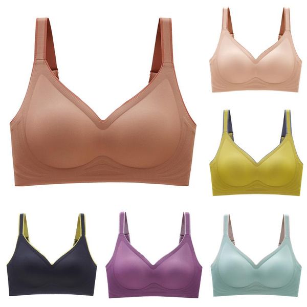 

bras ladies' high-end non-marking latex small bra gathered without steel ring solid color, Red;black