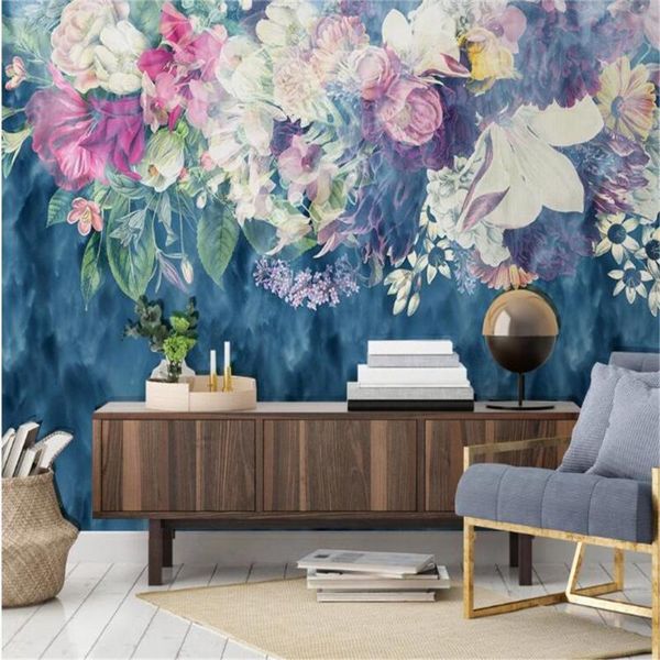 

wallpapers custom customized wallpaper mural nordic minimalist retro abstract rose flower bedroom background wall
