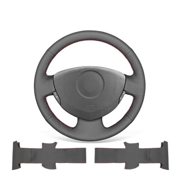 

steering wheel covers hand stitch black artificial leather car cover for clio 2 2001-2008 twingo 2007-2014 accessories