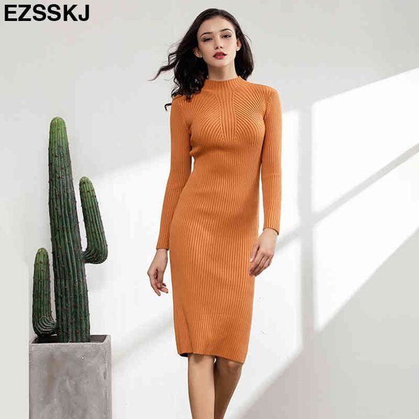 

slim female autumn winter midi sweater dress women bodycon dress long sleeve robe dress solid basic knitted solid, Black;gray