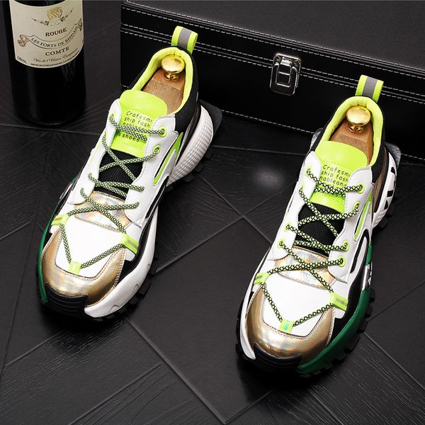 

new mens casual lac-up men dress shoes winter fashion female clunky sneaker casual platform high heel dad shoe 39-44, Black