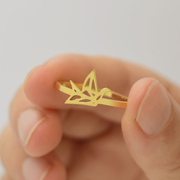 

creative personality papercranes female fashion simple dove ring little pure fresh and accessories can be adjusted, Silver