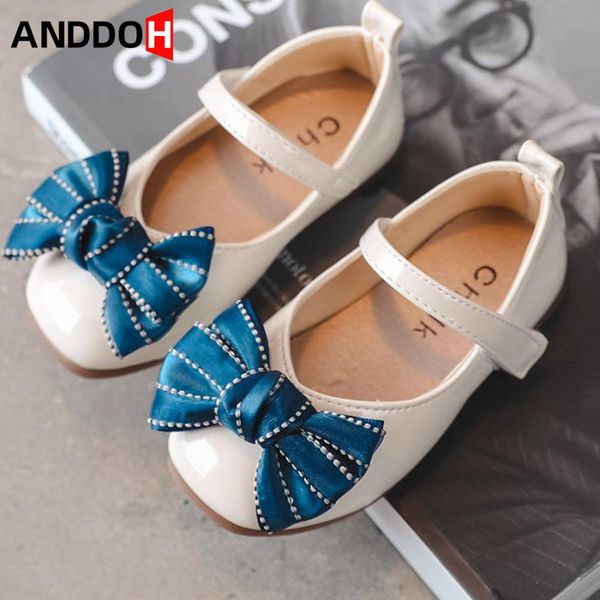 

flat shoes size 21-30 soft sole leather for children girl bowknot princess kids non-slip light toddler baby, Black;grey