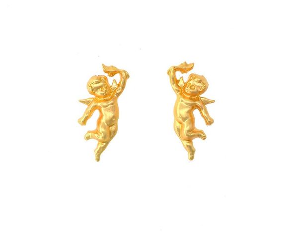 

stud 3d angel earrings cupid baroque rococo for women girls, Golden;silver