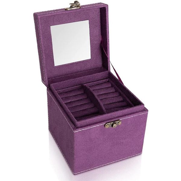 

jewelry pouches, bags 3 layer retro organizer for women suitable store earrings necklaces and rings, Pink;blue