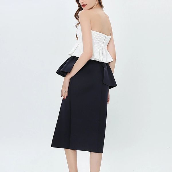 

2021 european and american summer latest slim tube + bag hip skirt suit, White