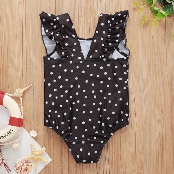 

one-pieces baby clothing sets toddler kids girls dot print bikini one-piece swimwear swimsuit beachwear child beach pool clothes, Black