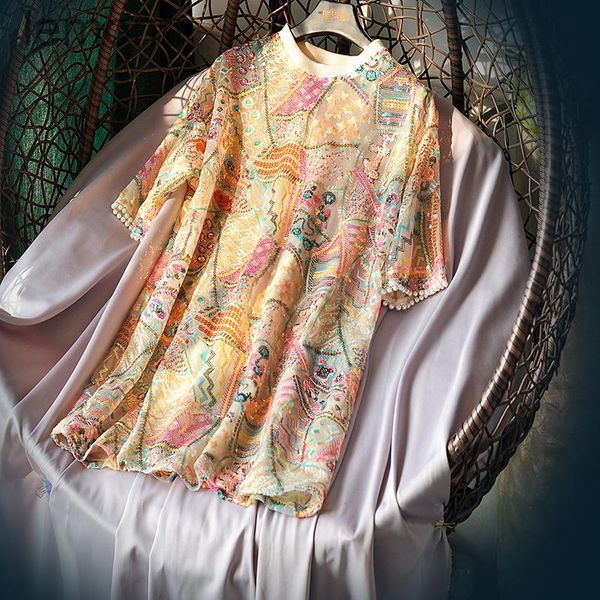 

women's t-shirt bead work t-shirt, short sleeve sequin gorgeous decorative, White