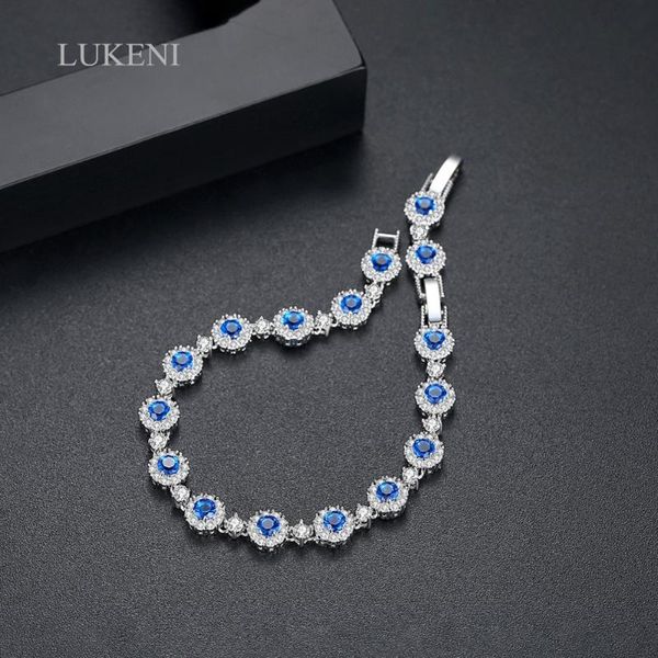 

link, chain fashion personality luxury cz blue or colorful geometric bracelet for women party jewelry gift, Black