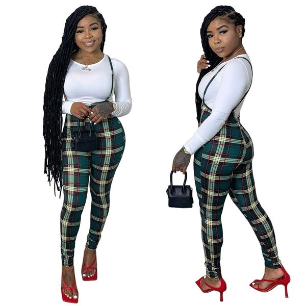 

plaid printing women casual jumpsuits two piece sets s autumn o-neck long sleeve tees high waist ny rompers outfits, Black;white