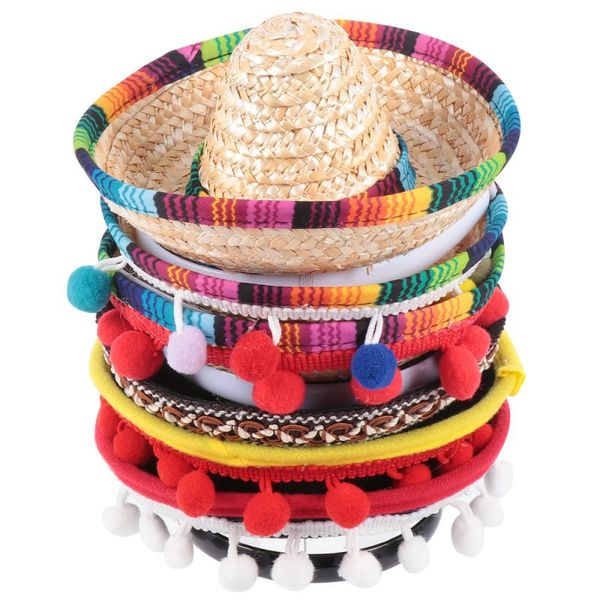 

party hats 6pcs mexican hat hair hoops mini sombrero headbands festival headdress performance props favors