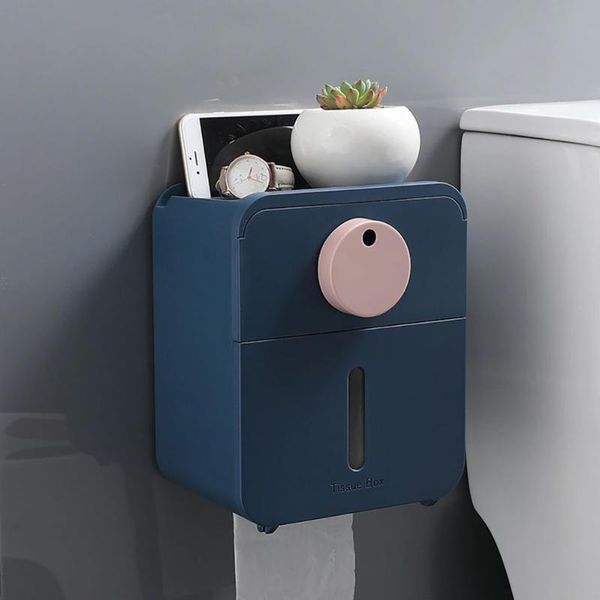 

tissue boxes & napkins punch-toilet paper holder box waterproof storage wall mounted wc roll stand bathroom tools