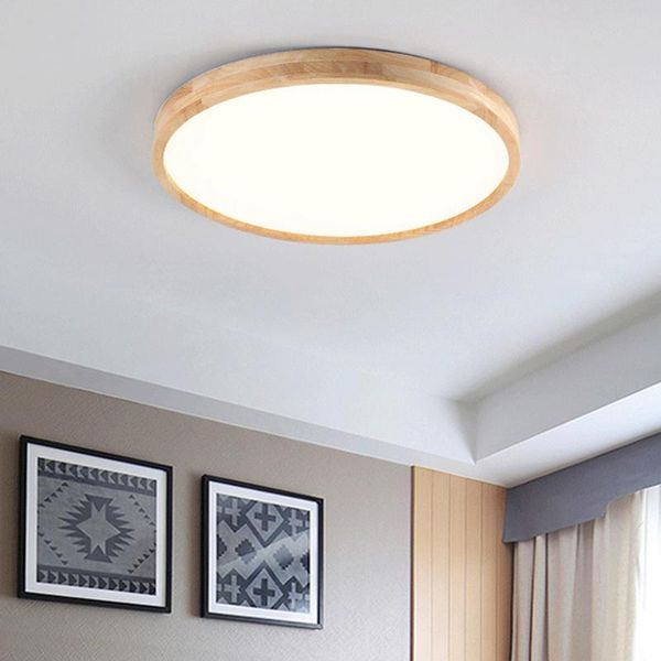 

ceiling lights natural wood lamp bedroom living room solid acrylic japanese light surface mount docor