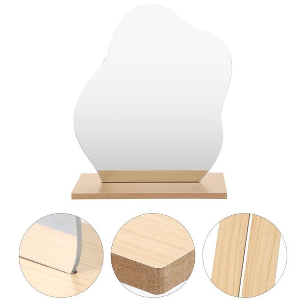 

mirrors 1pc irregular cosmetic mirror bedroom with wooden base (assorted color)