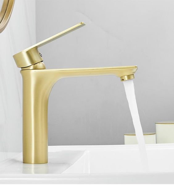 

lottin brush gold basin faucet bathroom mixer tap and cold sink faucets