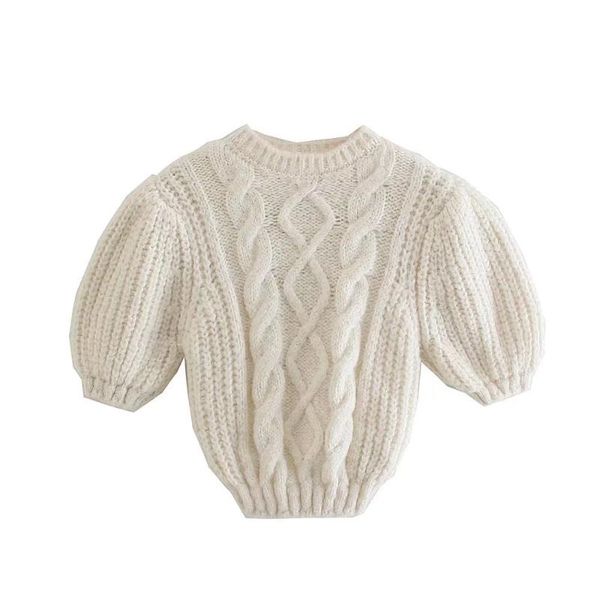 

women's blouses & shirts pinkou women white knitted blouse short style sleeve sweater knitwear basic chic autumn crop blusas da32