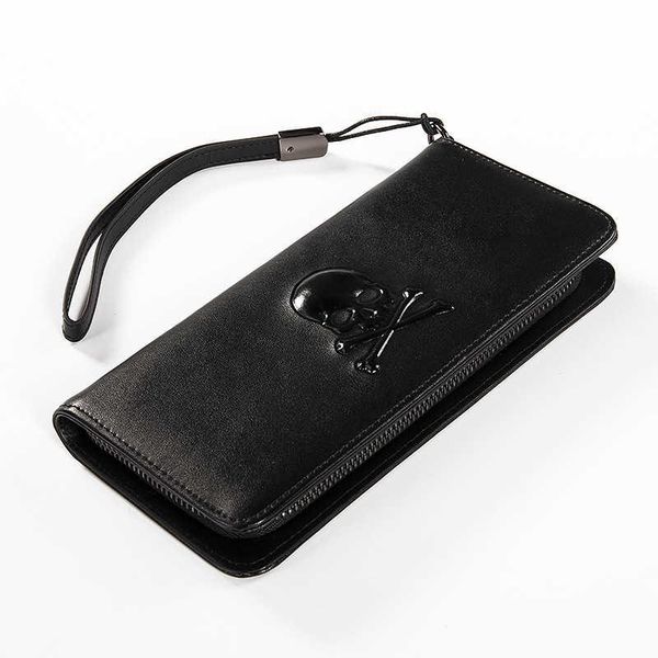

wallets genuine leather wallet for women skull purse female luxury cow business women's clutch fashion coin pouch, Red;black