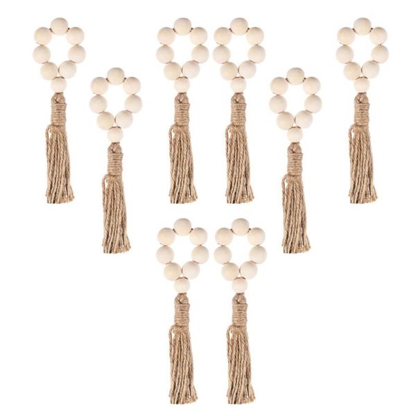 

napkin rings 8pcs wood beads with tassels rustic weddings home table decoration