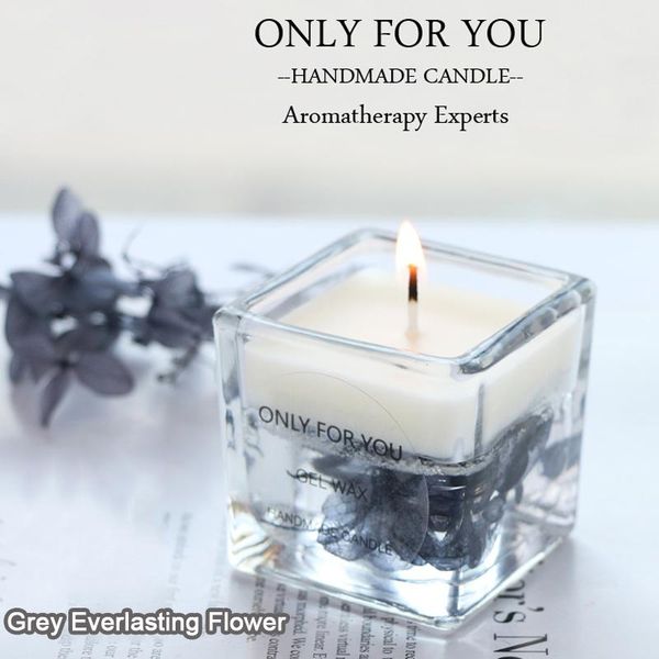 

candles grey square cup eternal flower fragrance essential oil glass scented candle modern minimalist gift ideas with soy wax