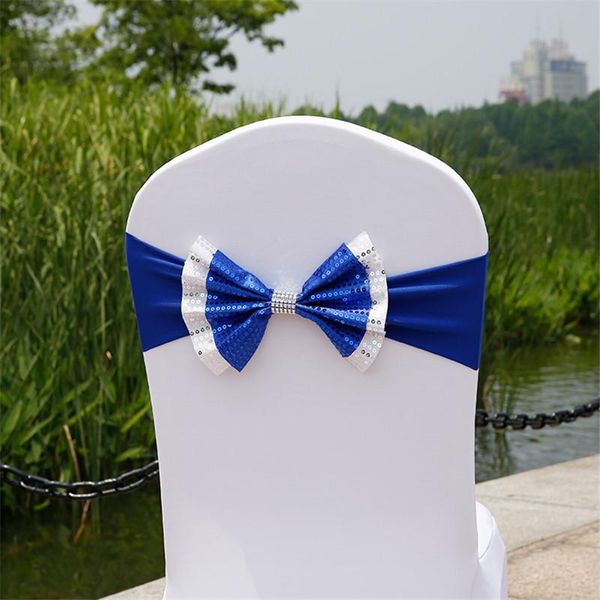

pcs/lot wedding chair sash tie bow acrylic cover band leather sashes spandex