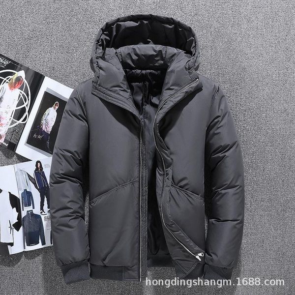 

men's down & parkas custom logo jacket winter collection of short thick casual hooded to keep warm, and windproof, Black