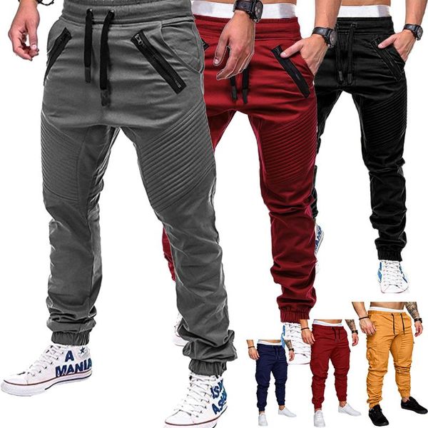 

men's pants men casual sports sweatpants male jogger cargo harem pencil slim fit trousers 21 style, Black
