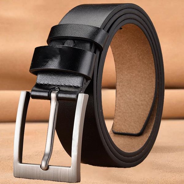 

belts luxury designer for men vintage cow spilt genuine leather pin buckle waist strap belt jeans high quality, Black;brown