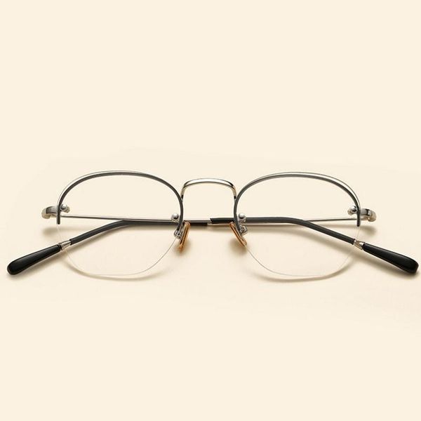 

fashion sunglasses frames vintage half rim glasses frame women men retro prescription eyeglasses optical myopia spectacle clear lens eyewear, Black