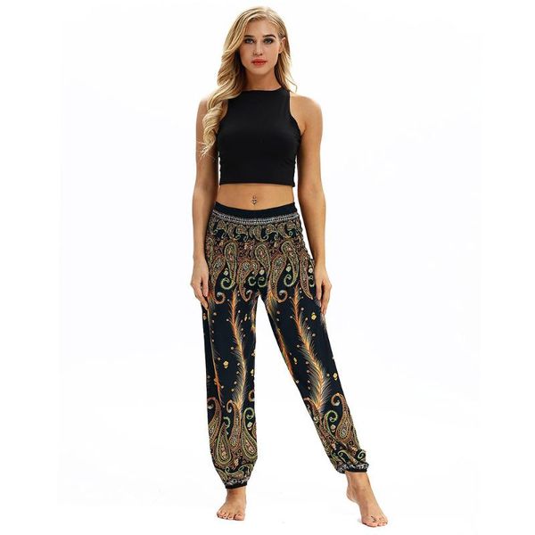 

women's pants & capris loose women casual hippy sport thai harem lady trousers smock waist boho festival rayon running fitness, Black;white