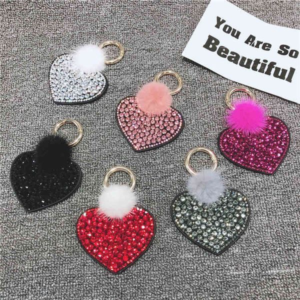 

fashion handmade diamond heart key ring lady rhinestone love bag pendant, Silver