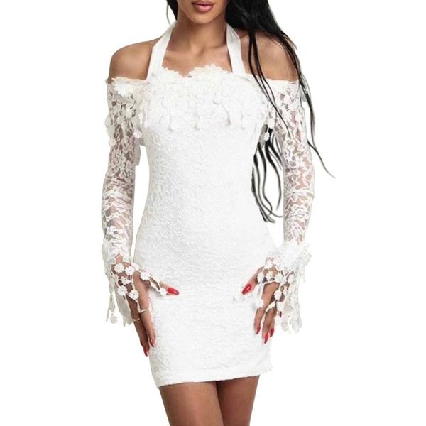 

women lace patchwork elegant white slim long sleeve off shoulder party club mini pencil dress nuevo vestido casual dresses, Black;gray