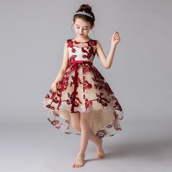 

girl's dresses teen girl prom party princess dress 2021 design vestidos elegant flower summer tutu wedding birthday, Red;yellow
